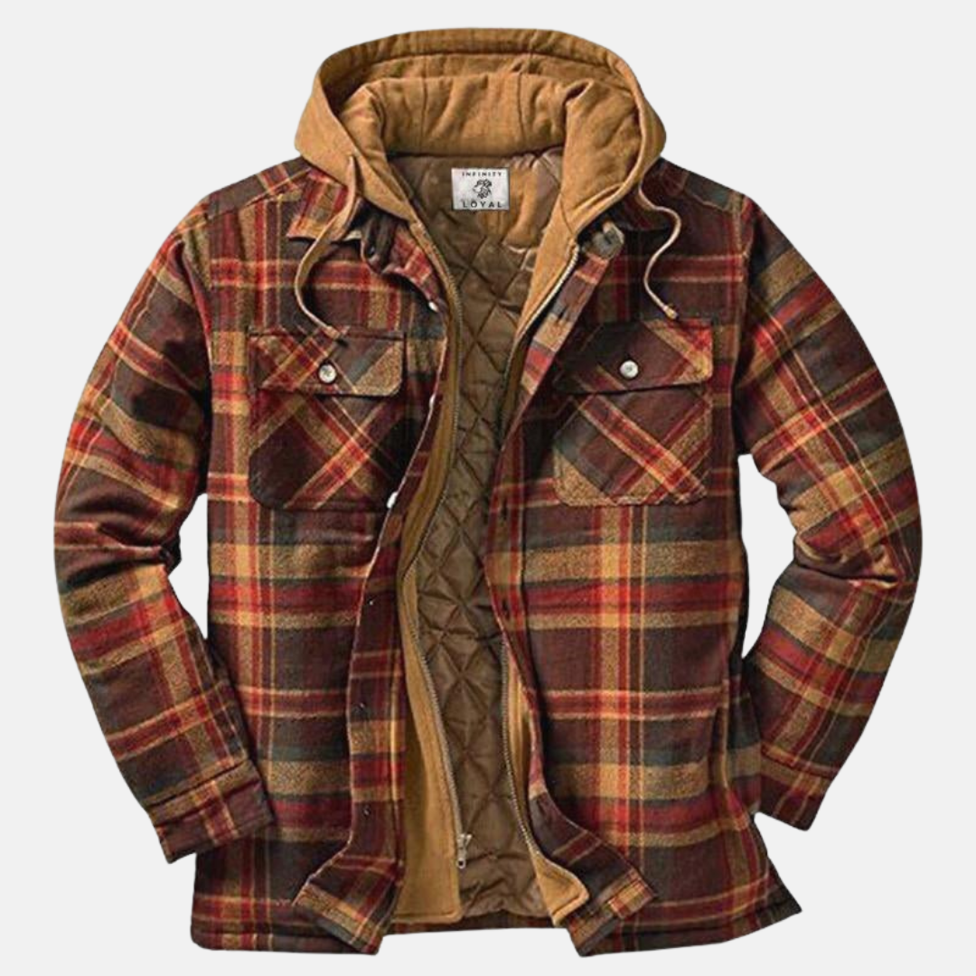 Plaid Hooded Shirt for Men - Brown