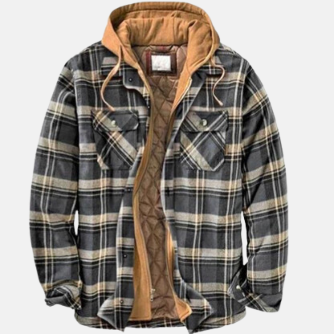 Plaid Hooded Shirt for Men - Gray