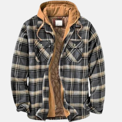 Plaid Hooded Shirt for Men - Gray