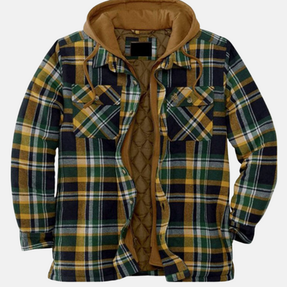 Plaid Hooded Shirt for Men - Green