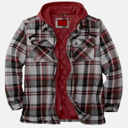 Plaid Hooded Shirt for Men - Red