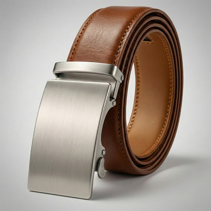 Precision Leather Belt for Men - Brown | Silver
