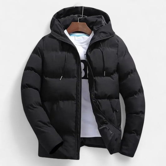 Quilted Hooded Puffer Jacket - Black