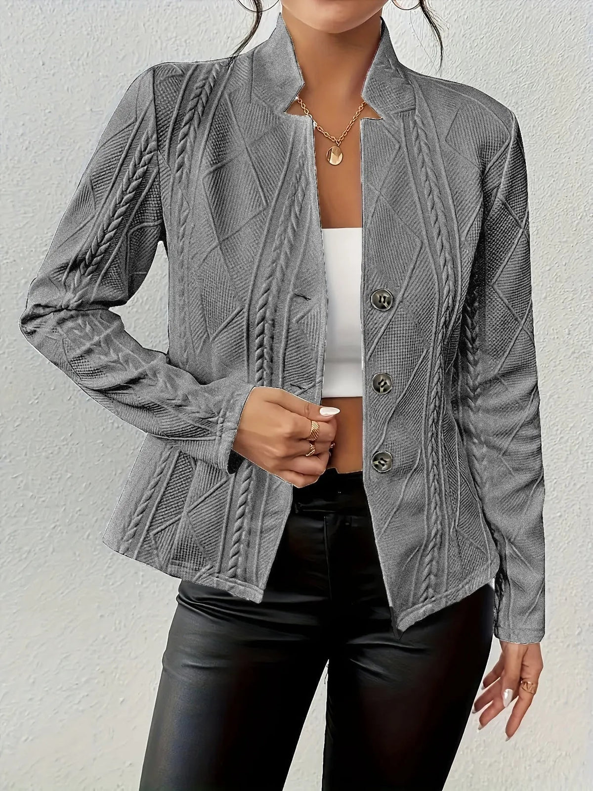 Relaxed Tailored Blazer for Women - Gray