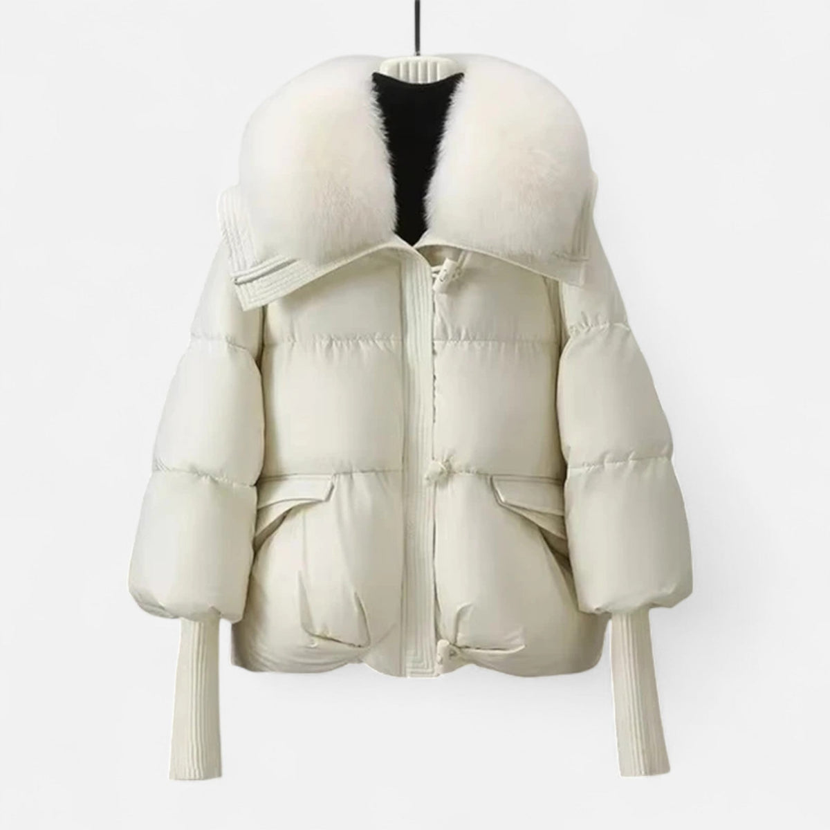 Relaxed Wrap Composed Puffer Jacket - White