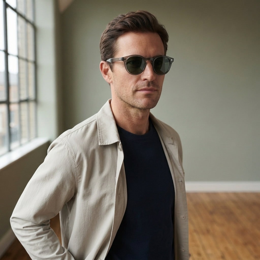 Round Sunglasses for Men - Gray