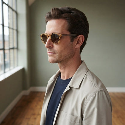 Round Sunglasses for Men - Orange