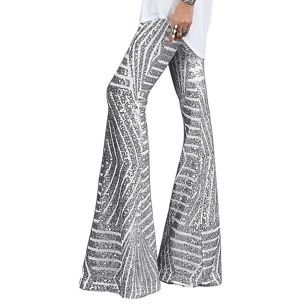 Sequin Flare Pants for Women - Gray
