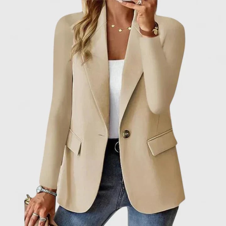 Single-Breasted Tailored Blazer for Women - Beige