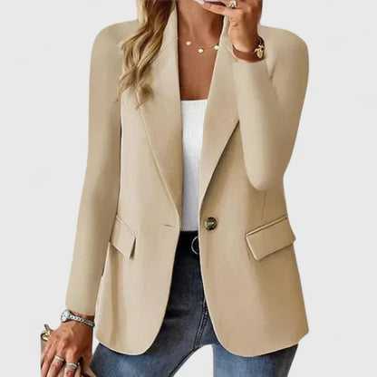 Single-Breasted Tailored Blazer for Women - Beige