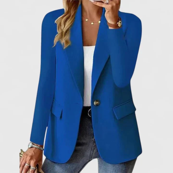 Single-Breasted Tailored Blazer for Women - Blue