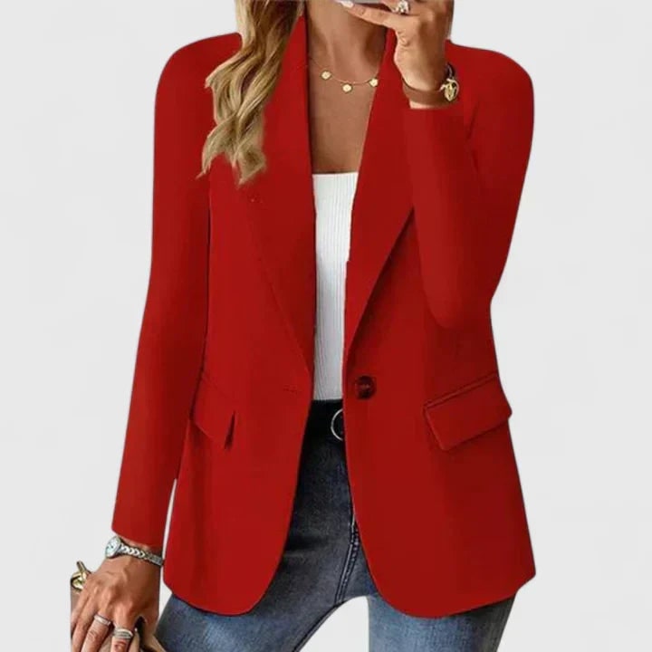 Single-Breasted Tailored Blazer for Women - Red