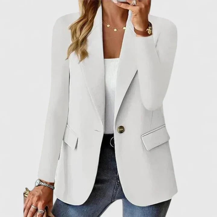 Single-Breasted Tailored Blazer for Women - White
