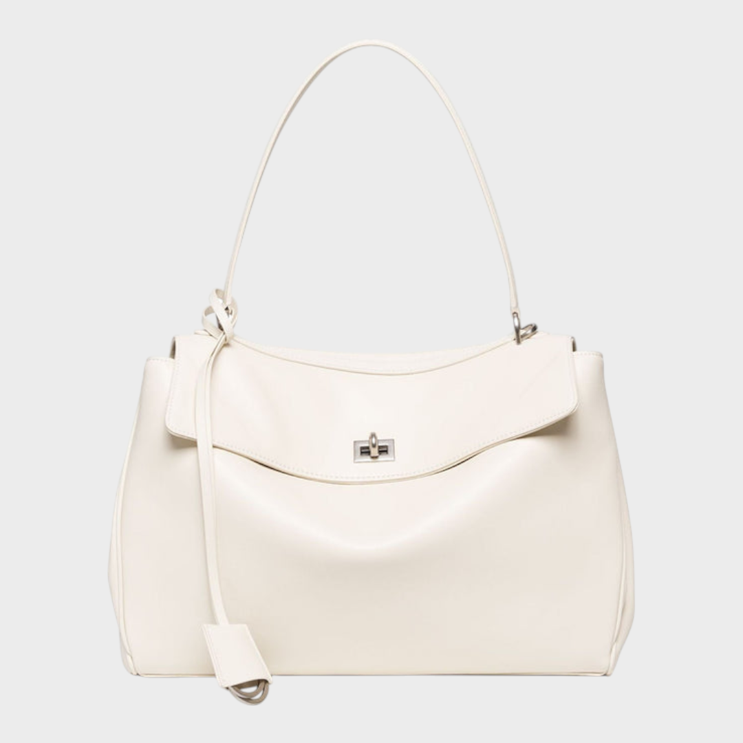 Soft Leather Handbag - White-silver hardware
