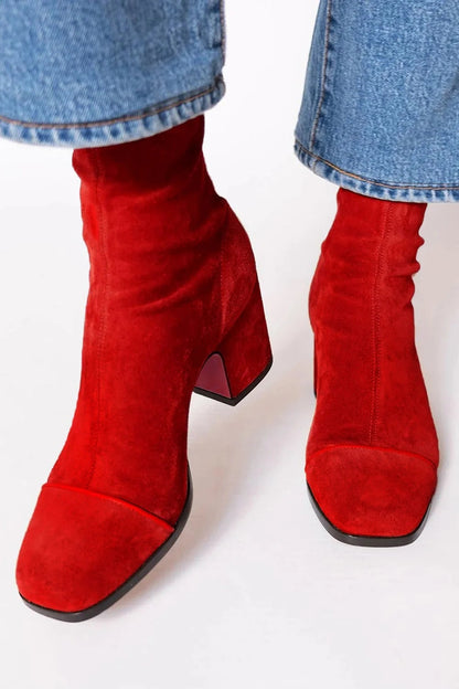 Square Toe Block Heel Boots for Women