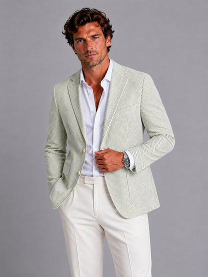 Striped Blazer for Men - Green
