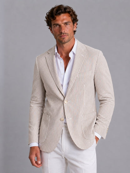 Striped Blazer for Men - Khaki