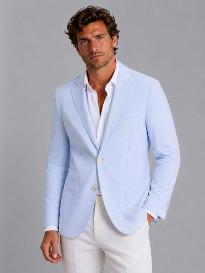 Striped Blazer for Men - Light Blue