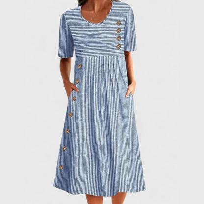 Striped Midi Dress - Blue