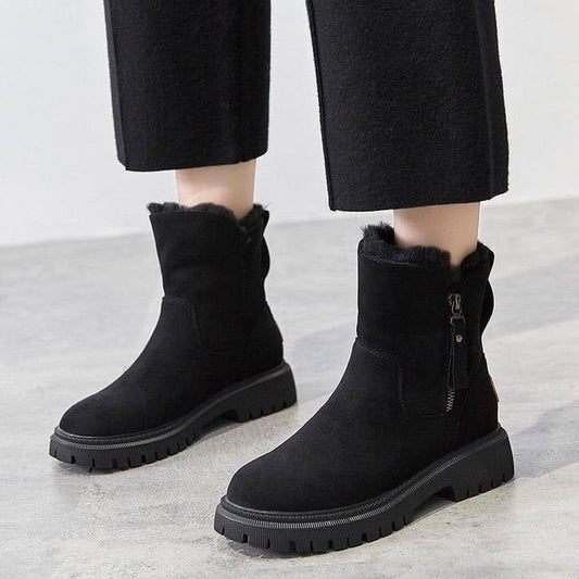 Suede Winter Boots for Women - Black
