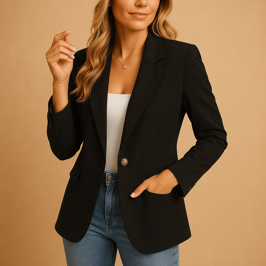 Tailored Stretch Blazer for Women - Black