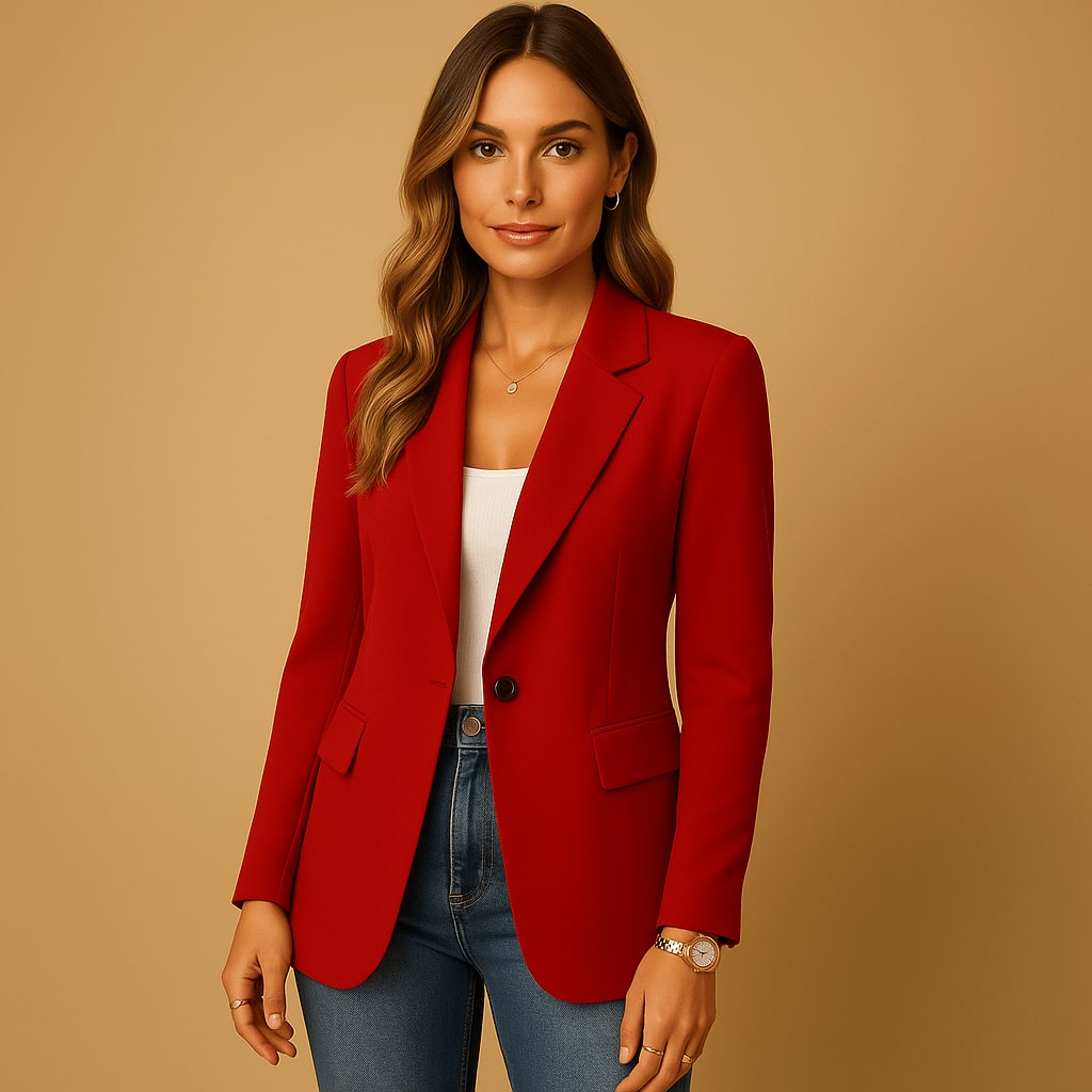 Tailored Stretch Blazer for Women - Red