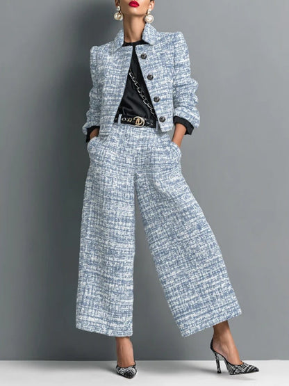 Tweed Jacket for Women - Light Blue