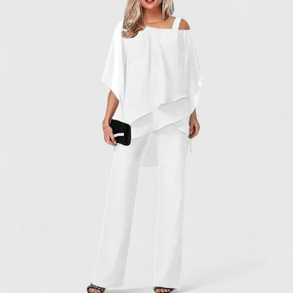 Wide Leg Pant Set for Women - White