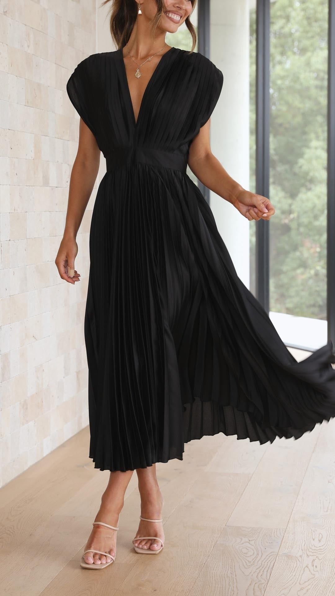 Women's Woven Maxi Dress - Black