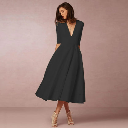 Women's Woven Midi Dress - Black