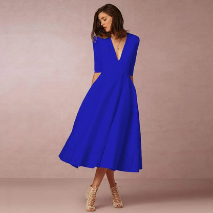 Women's Woven Midi Dress - Blue