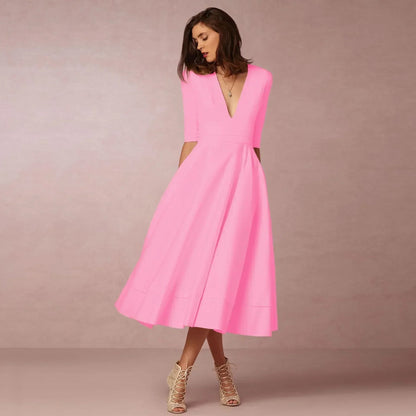 Women's Woven Midi Dress - Pink