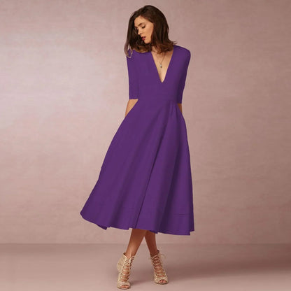 Women's Woven Midi Dress - Purple