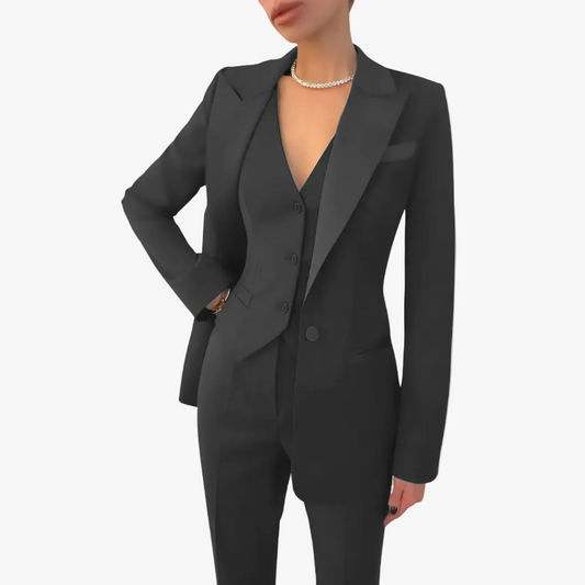 Women's Woven Three-Piece Suit - Black
