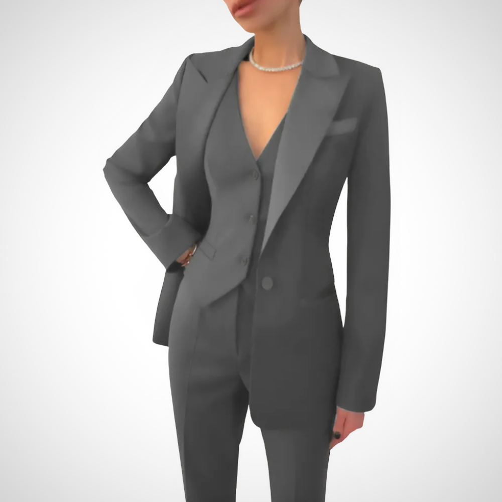 Women's Woven Three-Piece Suit - Gray