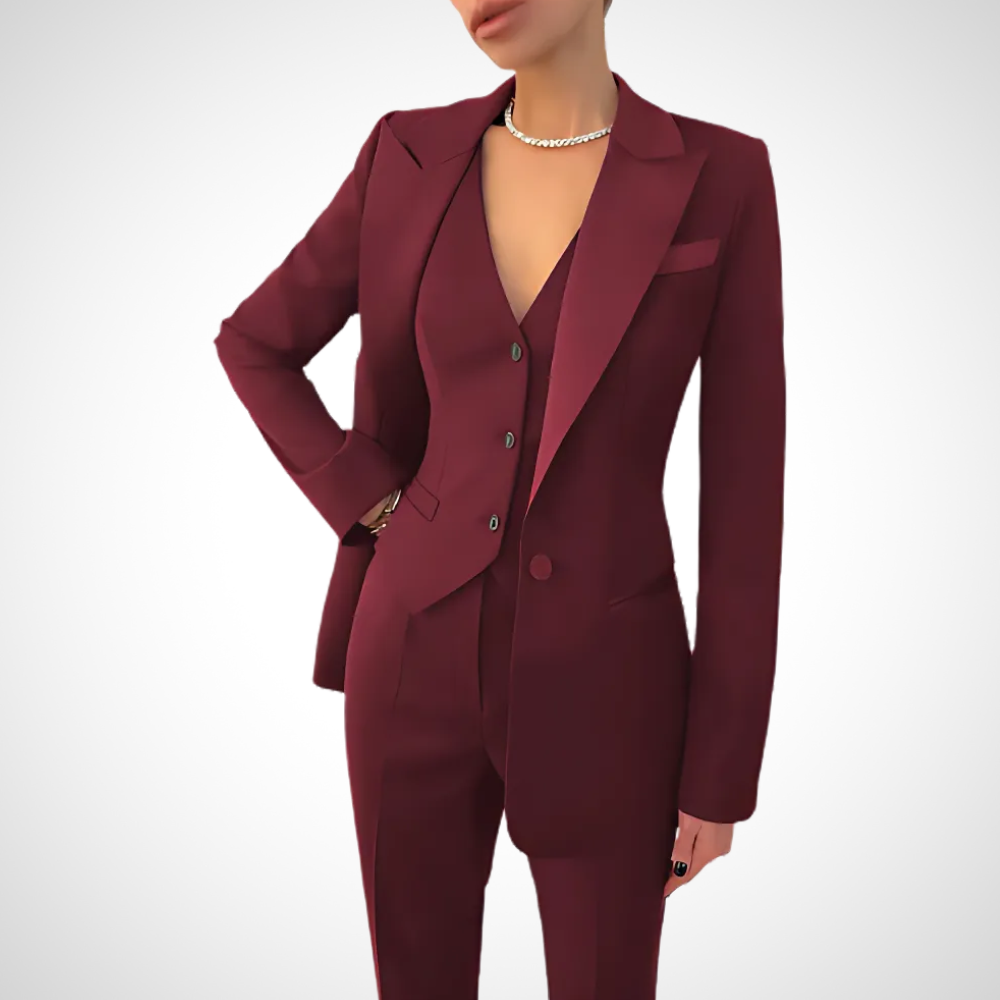 Women's Woven Three-Piece Suit - Red