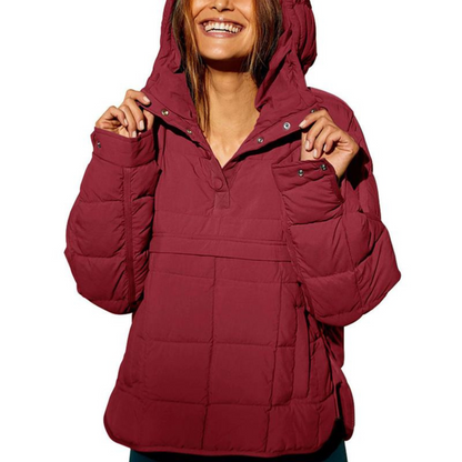 Wrap Hooded Coat - Claret