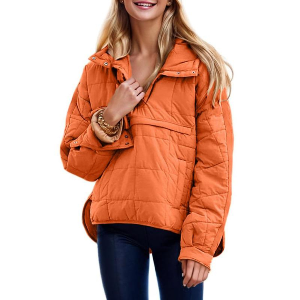 Wrap Hooded Coat - Orange