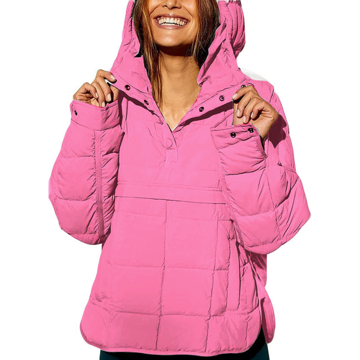 Wrap Hooded Coat - Pink