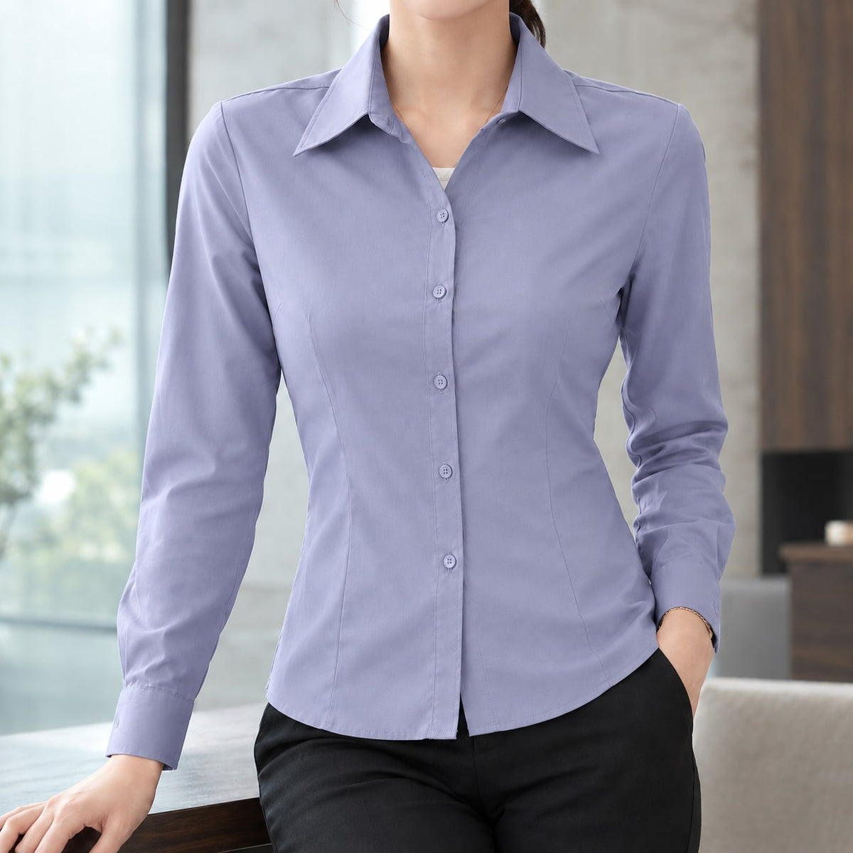 Yolande-Hope Slim Fit Shirt for Women - Gray