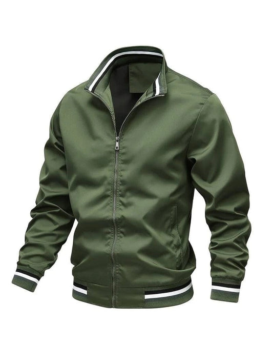 Zip-Up Editorial Nonchalant Bomber Jacket for Men - Green