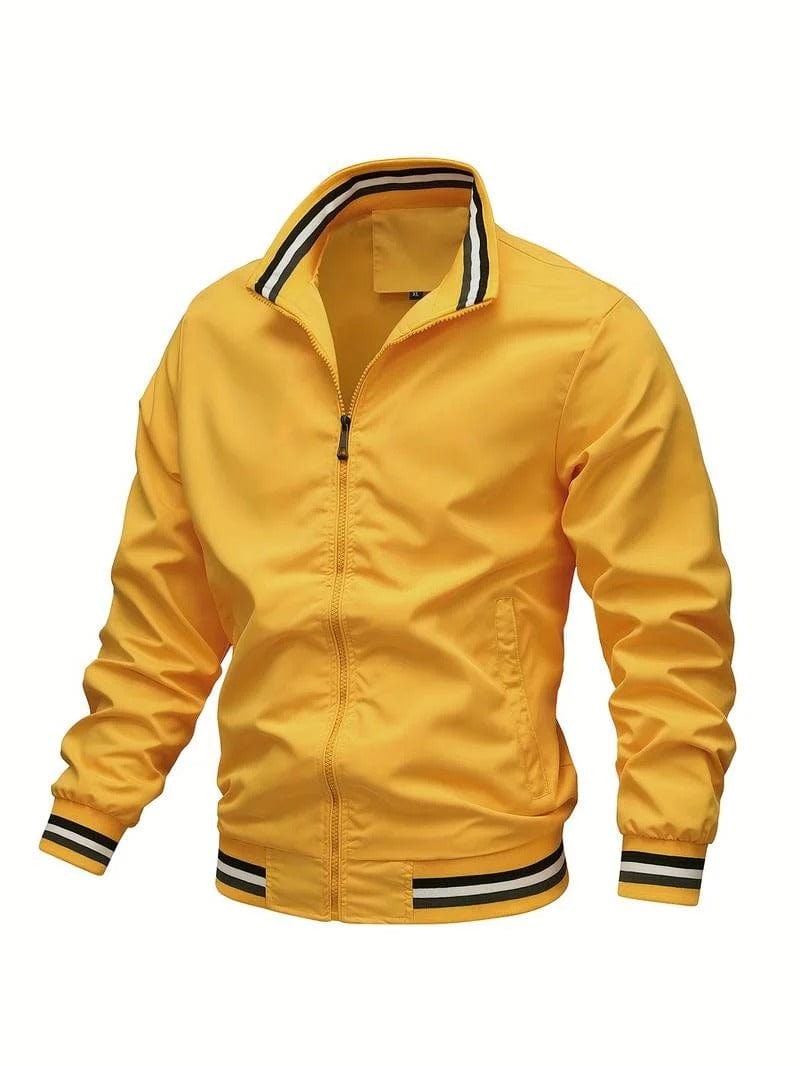 Zip-Up Editorial Nonchalant Bomber Jacket for Men - Yellow