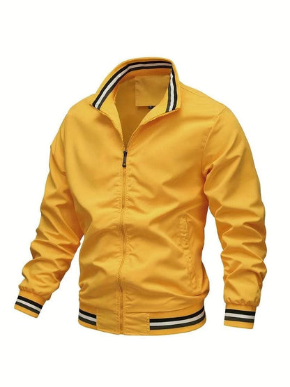 Zip-Up Editorial Nonchalant Bomber Jacket for Men - Yellow